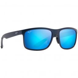 Maui Jim Huelo Polarized Rectangular Matte Blue Sunglasses - Blue Hawaii Lens