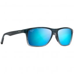 Maui Jim Onshore Polarized Rectangular Blue Black Stripe Fade Sunglasses - Blue Hawaii Lens
