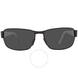Black Coral Neutral Grey Rectangular Unisex Sunglasses