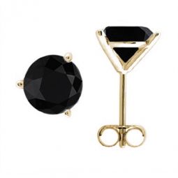 0.25 Carat (Black, I2-I3) Natural Black Diamond Stud Earrings Gift For Women made in 14k Yellow Gold