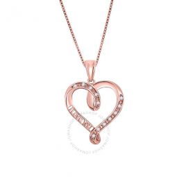 10K Rose Gold 0.05 Carat Diamond I LOVE YOU Pendant with 18 Gold Plated 925 Sterling Silver Box Chain