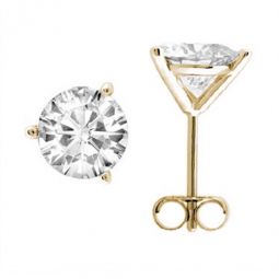 14k Yellow Gold Round Stud Earrings With 0.30 Carat Natural White Diamonds (I-J, I2-I3)