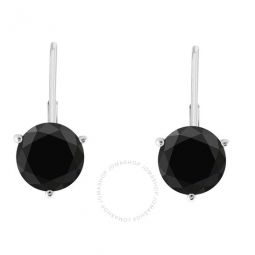 0.20 Carat Round Natural Black Diamond 3 Prong Set Leverback Earrings For Womens In 14K Solid White Gold