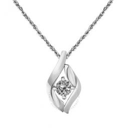 0.25 Carat Round Natural Diamond ( I-J/ I2-I3 ) Prong Set Pendant In 14K White Gold With18 14K White Gold Plated Sterling Silver Box Chai
