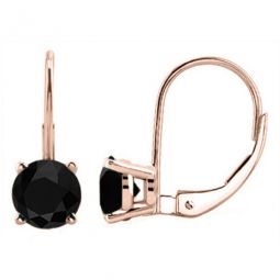 0.25 Carat Natural Black Diamond Dangle Earrings made in 14k Rose Gold With Lever Back (Black, I1-I2)