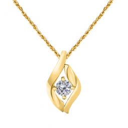 0.25 Carat Round White Diamond Pendant Necklace In 10K Solid Yellow Gold With 18 10k Yellow Gold Plated Sterling Silver Box Chain