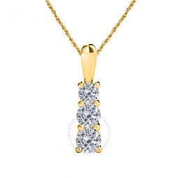 0.35 Carat Diamond 14K Yellow Gold Three Stone Pendant Necklace For Women With 18 Gold Plated 925 Sterling Silver Box Chain