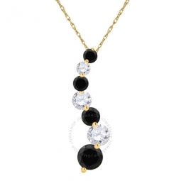 14k Yellow Gold 2 Ct Round Cut Black And White Diamond Rope Pendant Necklace With 18 14K Yellow Gold Plated Sterling Silver Box Chain