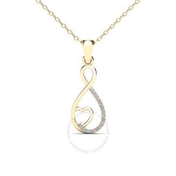 0.05 Carat Natural Diamond Swirl Heart Shape Pendant Necklace For Women In 10K Yellow Gold With 18 Cable Chain