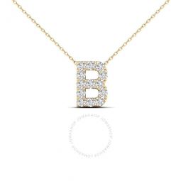 0.13 Carat Natural White Diamond Initital B Pendant Necklace In 14K Solid Yellow Gold With 18 Cable Chain