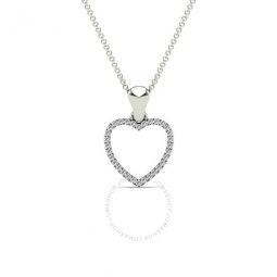 0.10 Carat Natural Diamond Heart Shape Pendant Necklace For Women/ Girls In Solid 10K White Gold