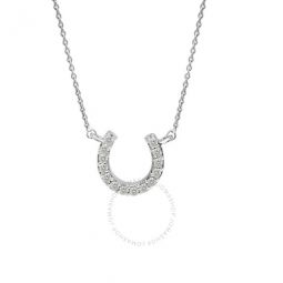 0.06 Carat Natutal Diamond Horse Shoe Pendant Necklace For Women In 14K Solid White Gold With 18 Chain