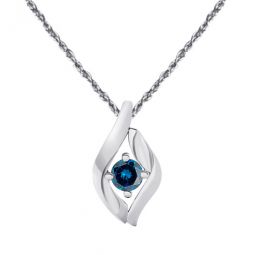 1/4 Carat Natural Blue Diamond Pendant In 10K White Gold With 18 10k White Gold Plated Sterling Silver Box Chain