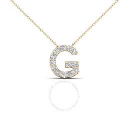 14K Yellow Gold Initial G Set With 0.13 Carat Natural Round White Diamond Comes With 18 Gold Cable Chain