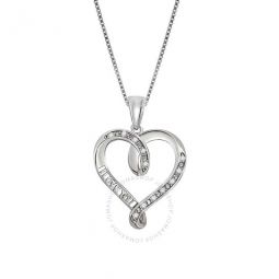 10K Rose Gold 0.05 Carat Diamond I LOVE YOU Pendant with 18 925 Sterling Silver Box Chain