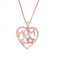 0.005 Carat Natural Diamond Mom Heart Pendant For Woman Crafted In 10k Rose Gold With 18 Sterling Silver Box Chain