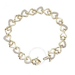 0.10 Carat Natural Round White Diamond Heart Shape Mom-Child 7 inch Bracelet In 14K Yellow Gold Plated 925 Sterling Silver