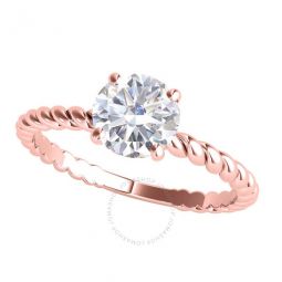 1.00 Carat White Moissanite Diamond Engagement Ring For Women In 14K Rose Gold In Ring Size 7