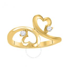 0.10 Carat Diamond Two Stone Heart Shape Engagement Wedding Rings For Women In 10K Solid Yellow Gold In Size 6