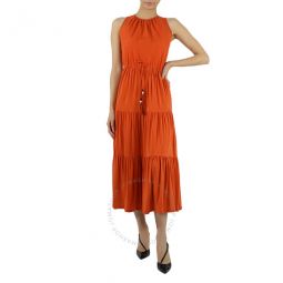 Orange Kren Jersey Tiered Sleeveless Midi Dress, Brand Size 34 (US Size 0)