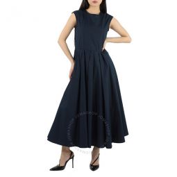 Midnight Blue Filly Poplin Pleated Midi Dress, Brand Size 34 (US Size 0)