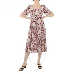 Scacco Cotton Poplin Color-block Midi Dress, Brand Size 34