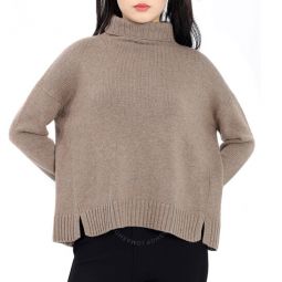 Trau Wool And Cashmere High-neck Knitted Sweater In Turtledove, Size Large