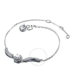 Elegant Sterling Silver Round Clear Cubic Zirconia Chain Bracelet