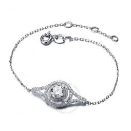Elegant Sterling Silver Round Clear Cubic Zirconia Chain Bracelet