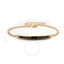 Classy Gold Overlay Sterling Silver Baguette Black Cubic Zirconia Bar Bracelet