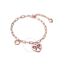 .925 Sterling Silver Rose Gold Plated Heart Paper Clip Chain Bracelet