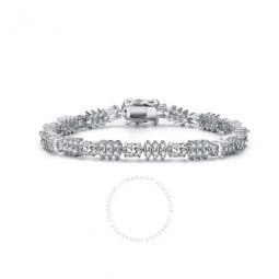 Elegant Sterling Silver Oval and Round Clear Cubic Zirconia Tennis Bracelet