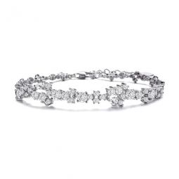 Sterling Silver Round and Pear Cubic Zirconia Accent Bracelet