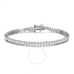 .925 Sterling Silver Clear Round Cubic Zirconia Tennis Bracelet