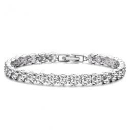 Sterling Silver Marquise Cubic Zirconia Three-Row Bracelet