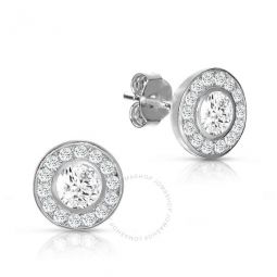 .925 Sterling Silver Cubic Zirconia Round Stud Earrings