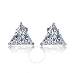 .925 Sterling Silver Cubic Zirconia Triangle Stud Earrings
