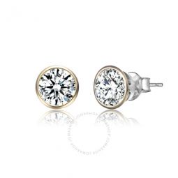 .925 Sterling Silver Gold Plated Cubic Zirconia Stud Earrings