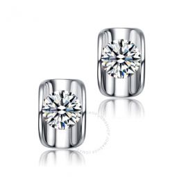.925 Sterling Silver Cubic Zirconia Geometrical Stud Earrings