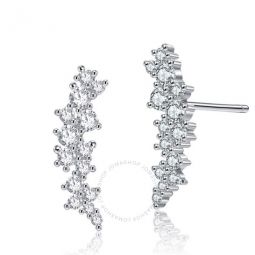 .925 Sterling Silver Clear Cubic Zirconia Cluster Stud Earrings