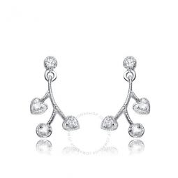 Sterling Silver Round Clear Cubic Zirconia Accent Drop Earrings