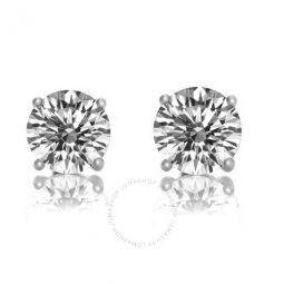 .925 Sterling Silver Cubic Zirconia Solitaire Stud Earrings