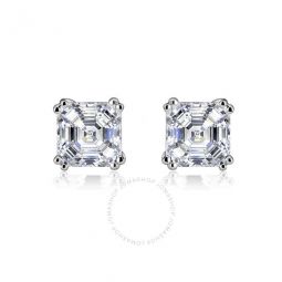 .925 Sterling Silver Cubic Zirconia Square Stud Earrings