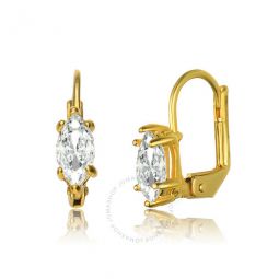 .925 Sterling Silver Gold Plated Cubic Zirconia Leverback Drop Earrings