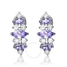 .925 Sterling Silver Purple Cubic Zirconia Drop Earrings