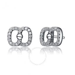 .925 Sterling Silver Cubic Zirconia Double Circle Stud Earrings