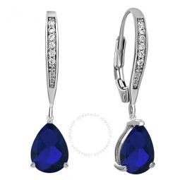 .925 Sterling Silver Sapphire Cubic Zirconia Dangling Earrings