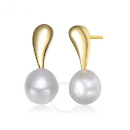 .925 Sterling Silver Gold Plated Freshwater Pearl Stud Earrings