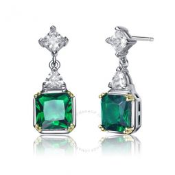 .925 Sterling Silver Emerald Cubic Zirconia Drop Earrings