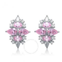 .925 Sterling Silver Pink Cubic Zirconia Stud Earrings